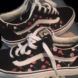 Black Floral Vans Shoes